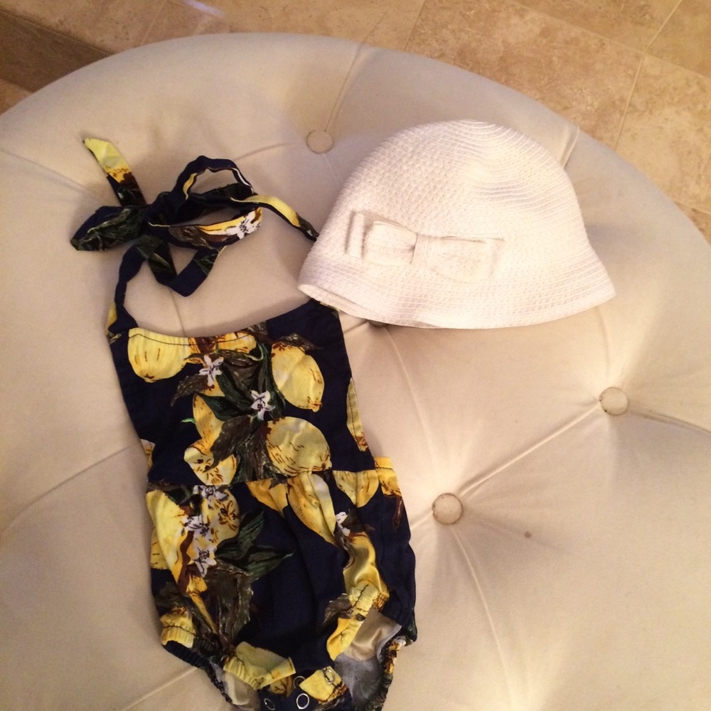 Lemon baby romper and Janie and jack hat